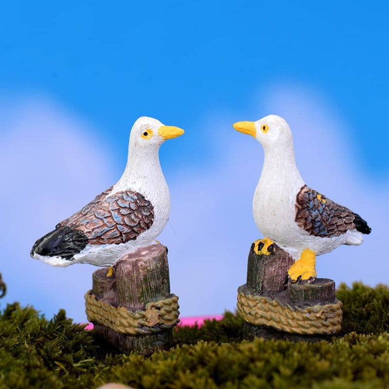 TANOMA 2PCS Seagulls Bird Micro Landscape Ornaments, Miniature Figurines Fairy Garden Accessories, Garden DIY Kit - Image 4